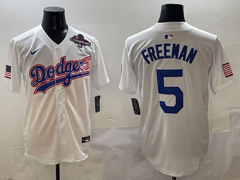 Men Los Angeles Dodgers #5 Freeman White Second generation Joint Name Nike 2025 MLB Jersey style 6